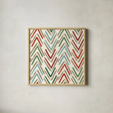 Holiday Likeness Pattern III by Veronique Charron. Shown in a natural wood glass frame for a timeless modern aesthetic. Available as an archival giclee rolled canvas, fine art paper, or poster print. SKU 63024a.