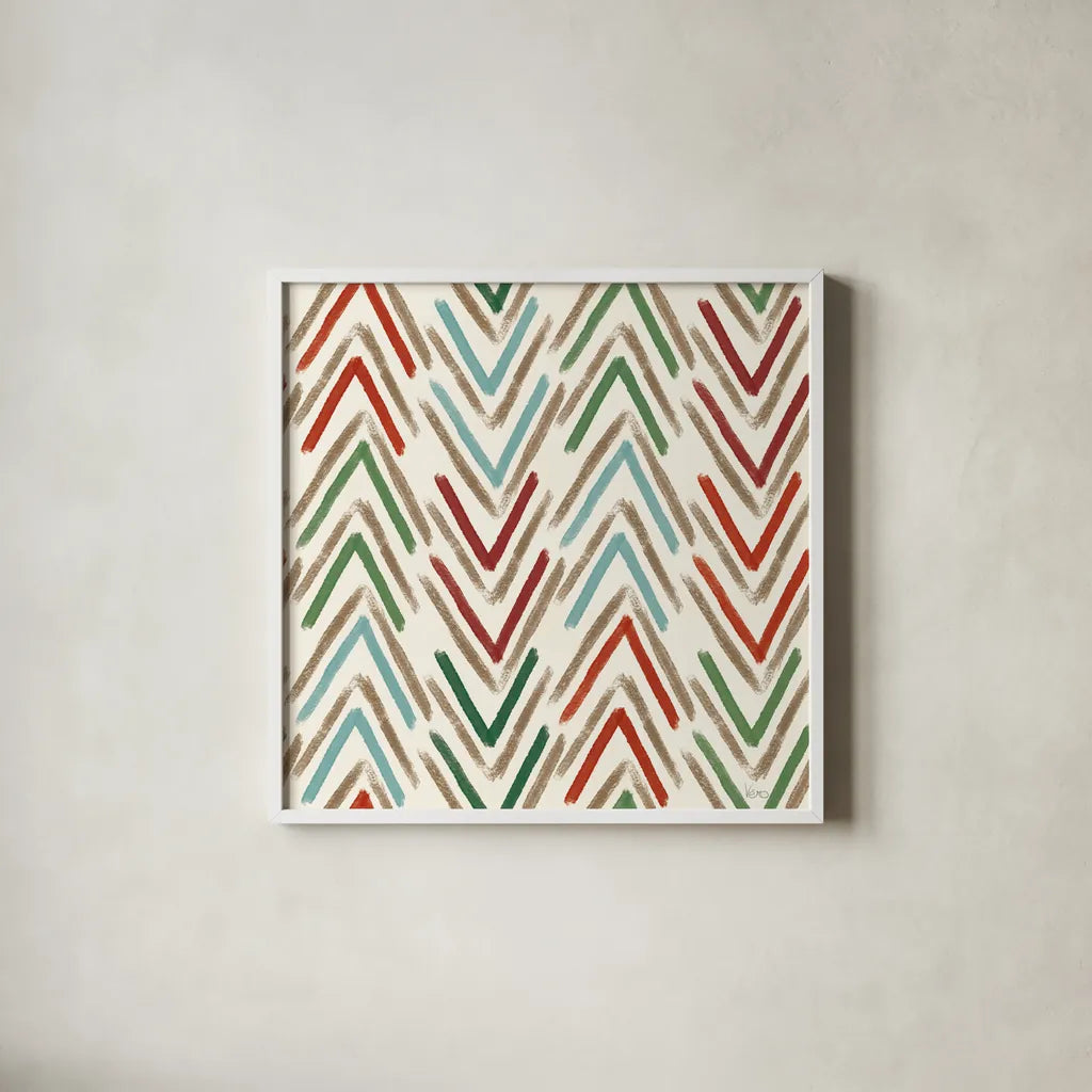 Holiday Likeness Pattern III by Veronique Charron. Shown in a crisp white glass frame for a clean and minimalist style. Available as an archival giclee rolled canvas, fine art paper, or poster print. SKU 63024a.