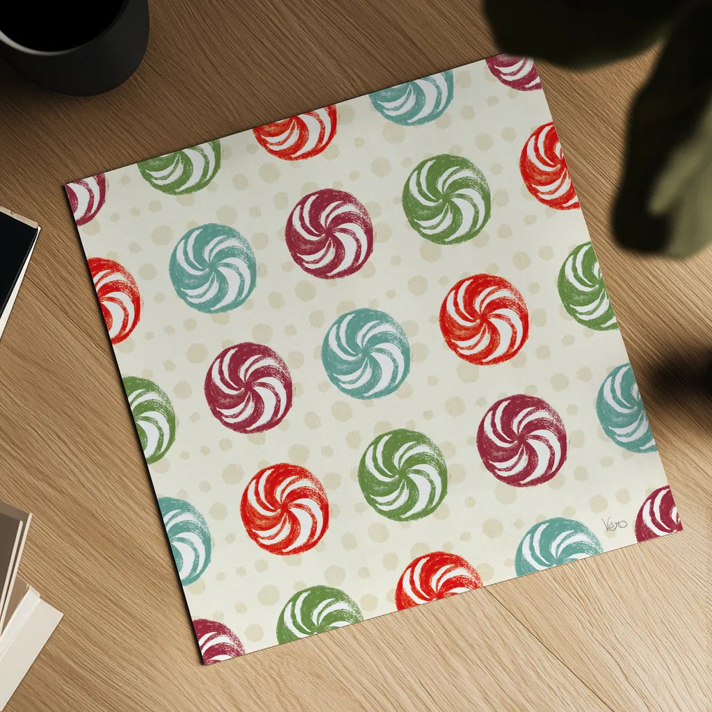 Holiday Likeness Pattern IV by Veronique Charron. Shown as a detailed flat fine art print, highlighting archival giclee quality. Available as an archival giclee rolled canvas, fine art paper, or poster print. SKU 63025a.