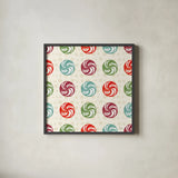 Holiday Likeness Pattern IV by Veronique Charron. Shown in a sleek black glass frame for a contemporary gallery look. Available as an archival giclee rolled canvas, fine art paper, or poster print. SKU 63025a.
