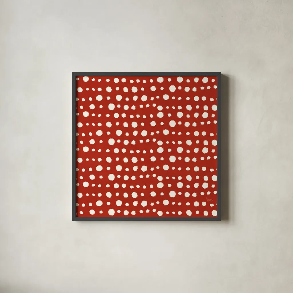 Holiday Likeness Pattern VA by Veronique Charron. Shown in a sleek black glass frame for a contemporary gallery look. Available as an archival giclee rolled canvas, fine art paper, or poster print. SKU 63026a.