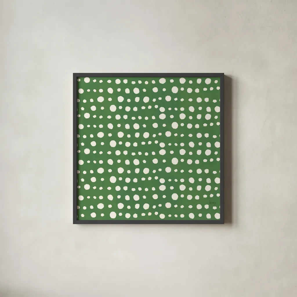 Holiday Likeness Pattern VB by Veronique Charron. Shown in a sleek black glass frame for a contemporary gallery look. Available as an archival giclee rolled canvas, fine art paper, or poster print. SKU 63027a.