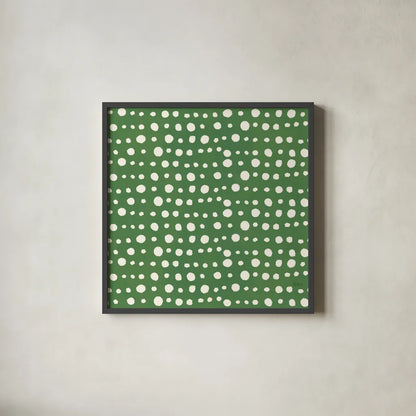 Holiday Likeness Pattern VB by Veronique Charron. Shown in a sleek black glass frame for a contemporary gallery look. Available as an archival giclee rolled canvas, fine art paper, or poster print. SKU 63027a.