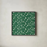 Holiday Likeness Pattern VC by Veronique Charron. Shown in a sleek black glass frame for a contemporary gallery look. Available as an archival giclee rolled canvas, fine art paper, or poster print. SKU 63029a.