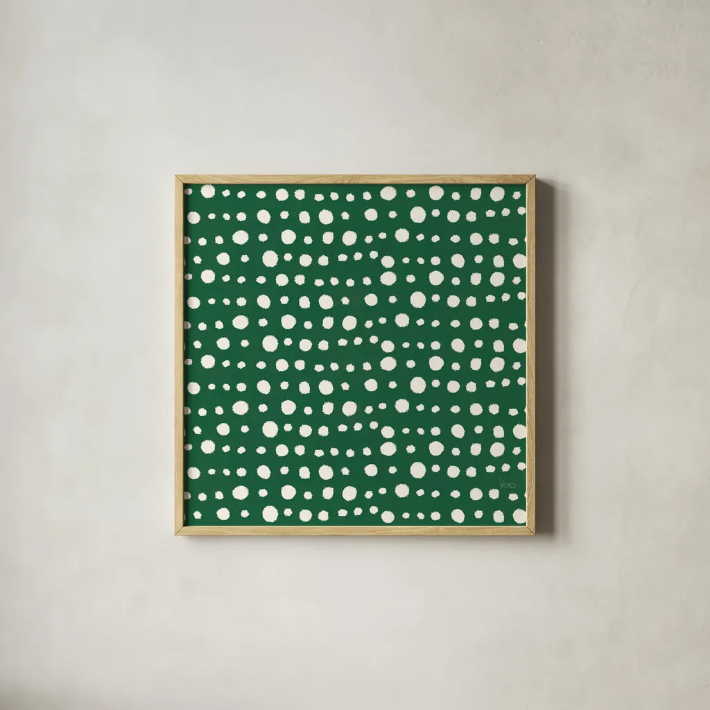 Holiday Likeness Pattern VC by Veronique Charron. Shown in a natural wood glass frame for a timeless modern aesthetic. Available as an archival giclee rolled canvas, fine art paper, or poster print. SKU 63029a.