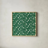 Holiday Likeness Pattern VC by Veronique Charron. Shown in a natural wood glass frame for a timeless modern aesthetic. Available as an archival giclee rolled canvas, fine art paper, or poster print. SKU 63029a.
