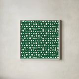 Holiday Likeness Pattern VC by Veronique Charron. Shown in a crisp white glass frame for a clean and minimalist style. Available as an archival giclee rolled canvas, fine art paper, or poster print. SKU 63029a.
