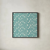 Holiday Likeness Pattern VD by Veronique Charron. Shown in a sleek black glass frame for a contemporary gallery look. Available as an archival giclee rolled canvas, fine art paper, or poster print. SKU 63030a.
