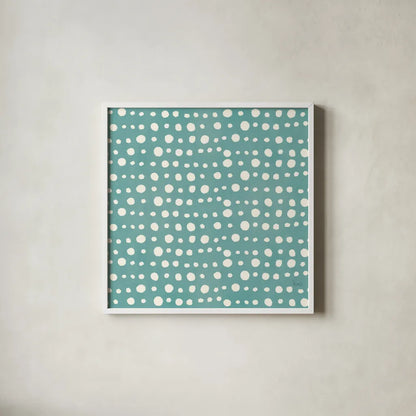 Holiday Likeness Pattern VD by Veronique Charron. Shown in a crisp white glass frame for a clean and minimalist style. Available as an archival giclee rolled canvas, fine art paper, or poster print. SKU 63030a.