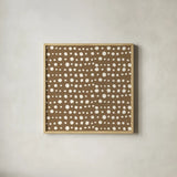 Holiday Likeness Pattern VE by Veronique Charron. Shown in a natural wood glass frame for a timeless modern aesthetic. Available as an archival giclee rolled canvas, fine art paper, or poster print. SKU 63031a.