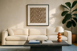 Holiday Likeness Pattern VE by Veronique Charron. Displayed in a glass frame with matte in a clean modern living room. Available as an archival giclee rolled canvas, fine art paper, or poster print. SKU 63031a.
