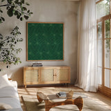 Holiday Likeness Pattern VID by Veronique Charron. Shown in a natural wood frame in a cozy modern living room. Available as an archival giclee rolled canvas, fine art paper, or poster print. SKU 63036a.