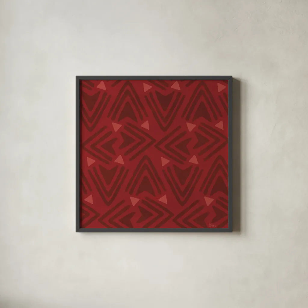 Holiday Likeness Pattern VIG by Veronique Charron. Shown in a sleek black glass frame for a contemporary gallery look. Available as an archival giclee rolled canvas, fine art paper, or poster print. SKU 63039a.