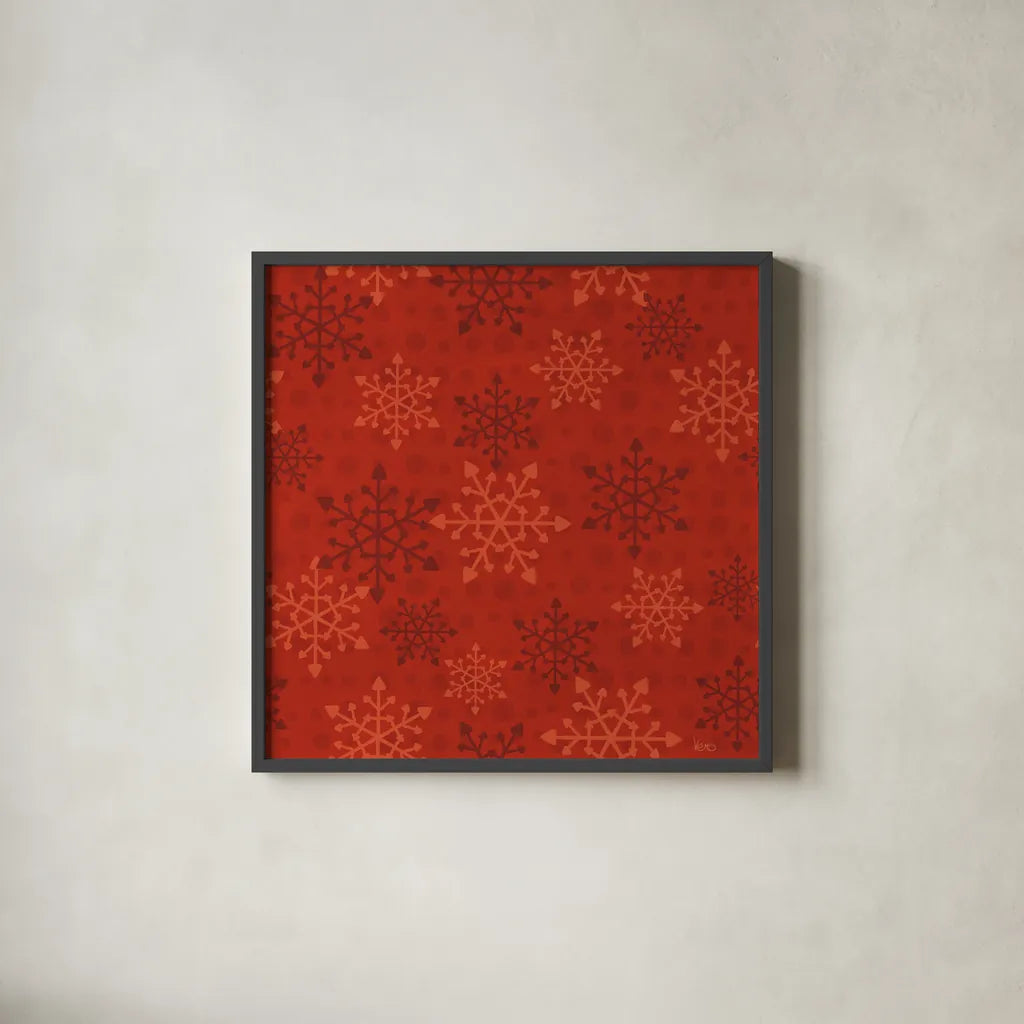 Holiday Likeness Pattern VIIA by Veronique Charron. Shown in a sleek black glass frame for a contemporary gallery look. Available as an archival giclee rolled canvas, fine art paper, or poster print. SKU 63040a.