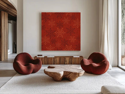 Holiday Likeness Pattern VIIA by Veronique Charron. Shown as extra-large giant wall art in a modern living room. Available as an archival giclee rolled canvas, fine art paper, or poster print. SKU 63040a.