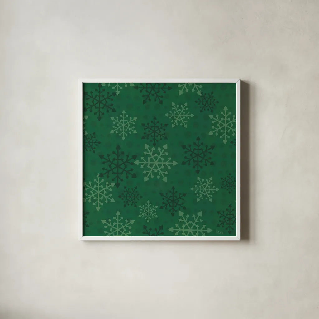 Holiday Likeness Pattern VIIC by Veronique Charron. Shown in a crisp white glass frame for a clean and minimalist style. Available as an archival giclee rolled canvas, fine art paper, or poster print. SKU 63042a.