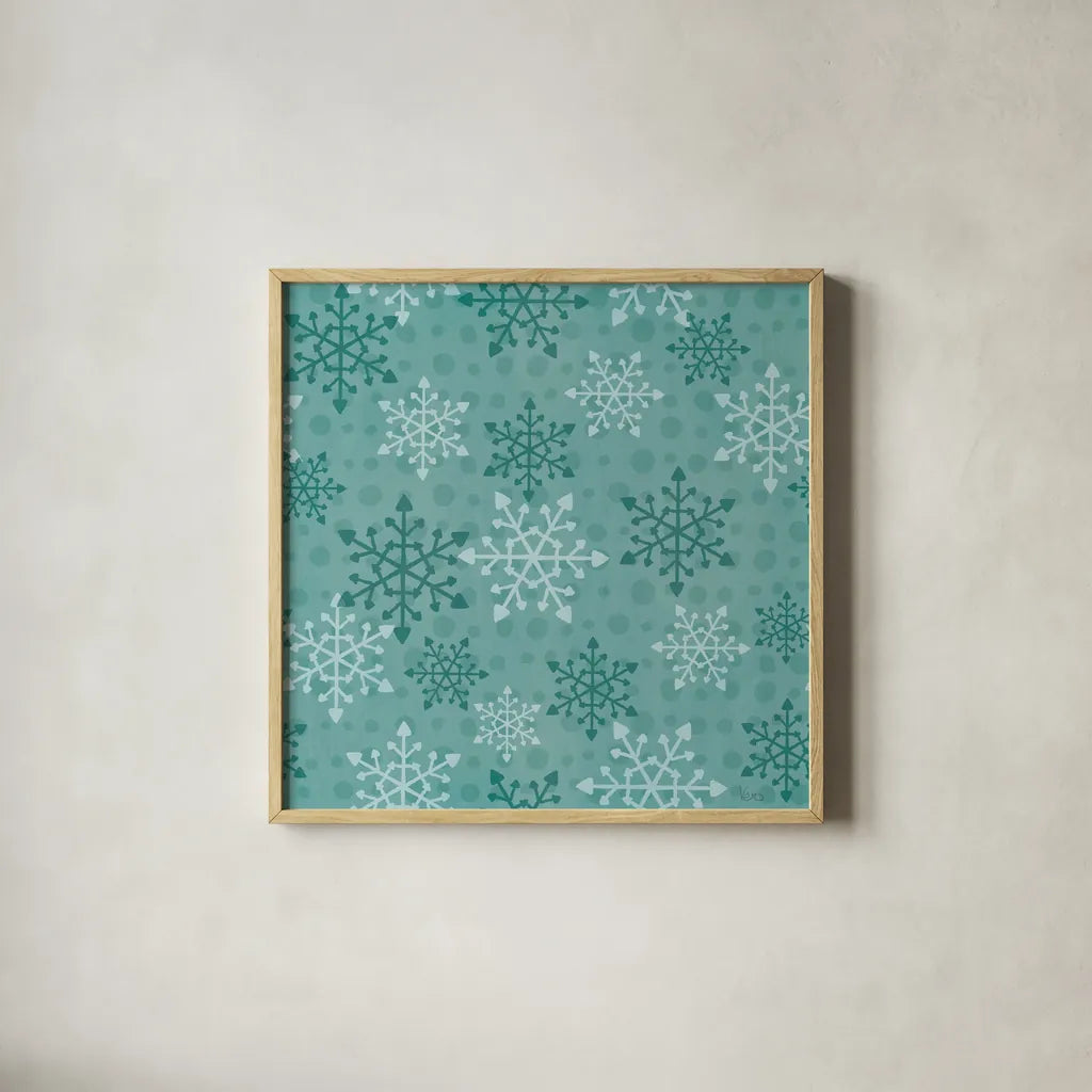 Holiday Likeness Pattern VIID by Veronique Charron. Shown in a natural wood glass frame for a timeless modern aesthetic. Available as an archival giclee rolled canvas, fine art paper, or poster print. SKU 63043a.
