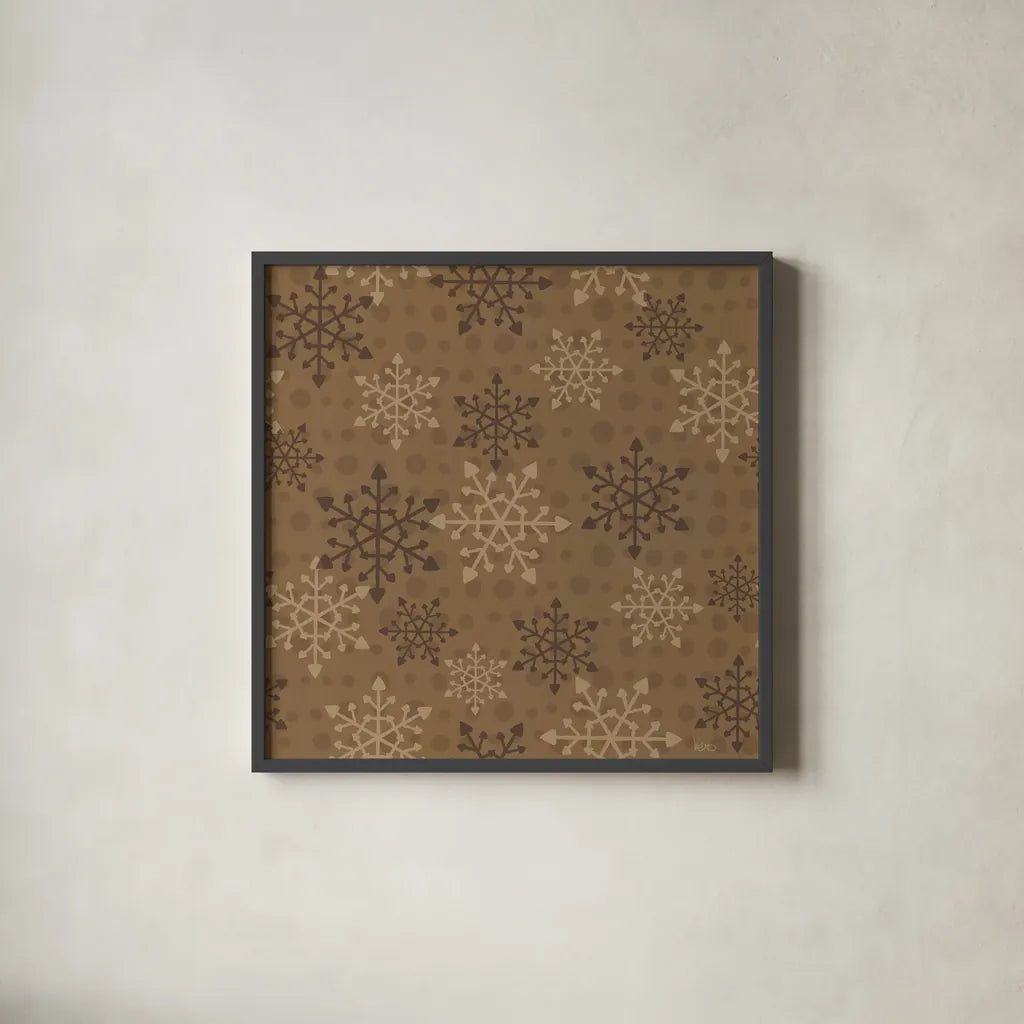 Holiday Likeness Pattern VIIE by Veronique Charron. Shown in a sleek black glass frame for a contemporary gallery look. Available as an archival giclee rolled canvas, fine art paper, or poster print. SKU 63044a.