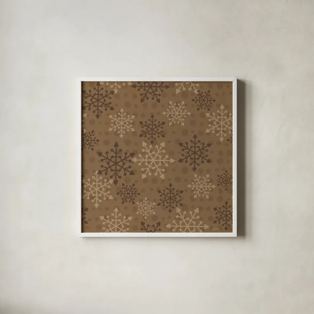 Holiday Likeness Pattern VIIE by Veronique Charron. Shown in a crisp white glass frame for a clean and minimalist style. Available as an archival giclee rolled canvas, fine art paper, or poster print. SKU 63044a.