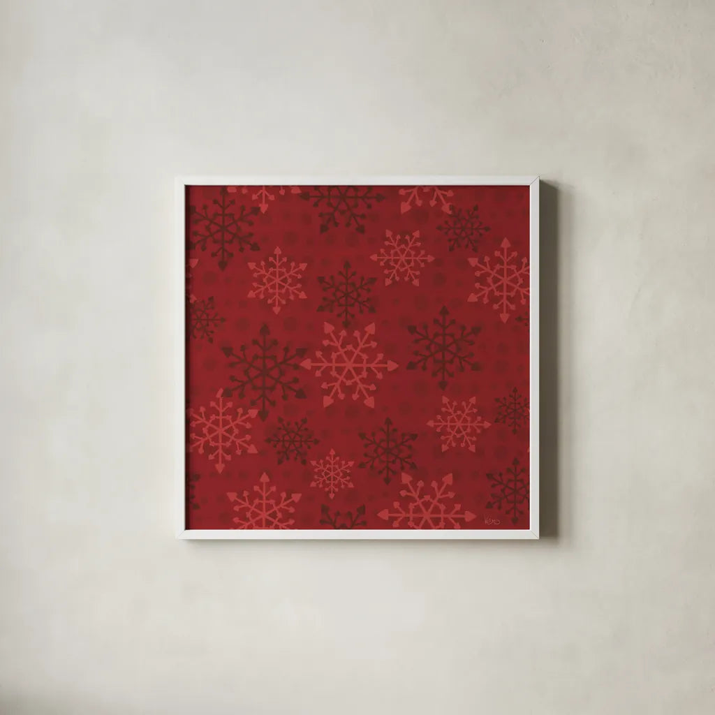 Holiday Likeness Pattern VIIF by Veronique Charron. Shown in a crisp white glass frame for a clean and minimalist style. Available as an archival giclee rolled canvas, fine art paper, or poster print. SKU 63045a.