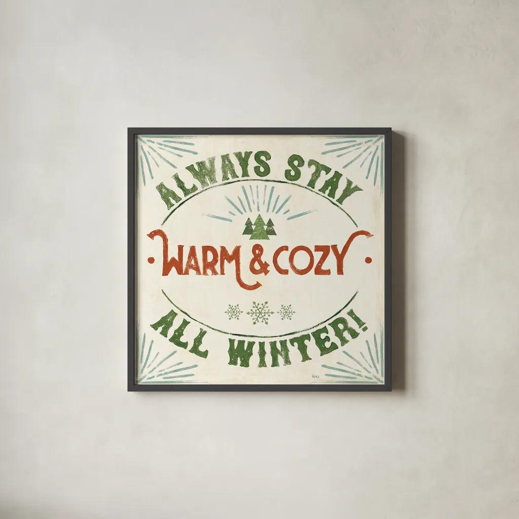 Holiday Likeness VII by Veronique Charron. Shown in a sleek black glass frame for a contemporary gallery look. Available as an archival giclee rolled canvas, fine art paper, or poster print. SKU 63016a.