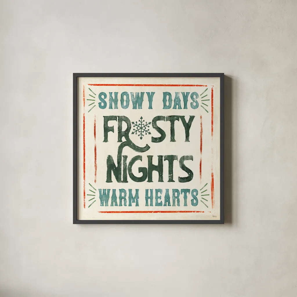 Holiday Likeness VIII by Veronique Charron. Shown in a sleek black glass frame for a contemporary gallery look. Available as an archival giclee rolled canvas, fine art paper, or poster print. SKU 63017a.