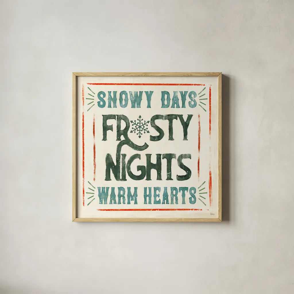 Holiday Likeness VIII by Veronique Charron. Shown in a natural wood glass frame for a timeless modern aesthetic. Available as an archival giclee rolled canvas, fine art paper, or poster print. SKU 63017a.