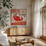 Holiday Patina I by Veronique Charron. Shown in a natural wood frame in a cozy modern living room. Available as an archival giclee rolled canvas, fine art paper, or poster print. SKU 102879a.