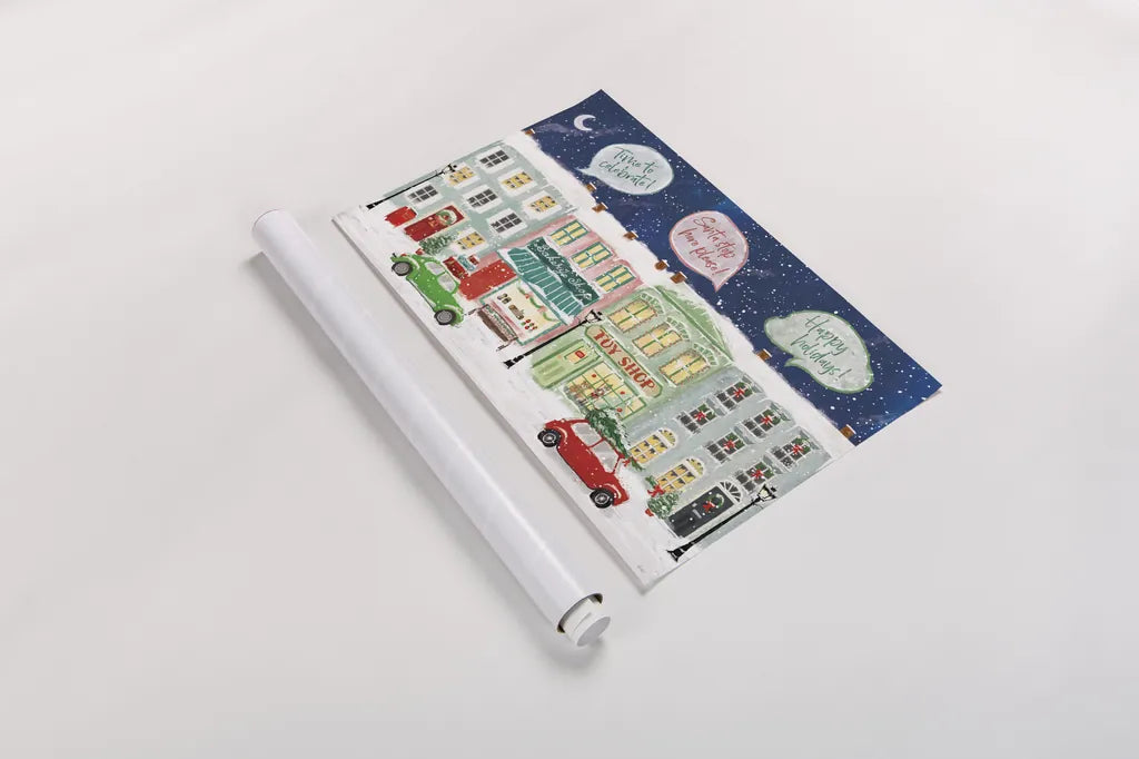 Hometown Holiday I by Veronique Charron. shown as a rolled paper print. Available as archival giclee rolled canvas, fine art paper, or poster print. SKU 60896i.