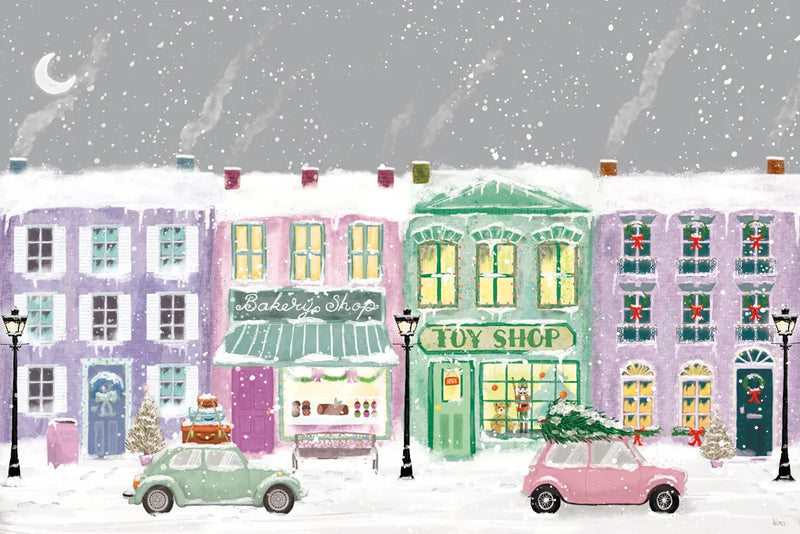 Hometown Holiday I Purple by Veronique Charron. SKU 75402i. Archival Giclee Fine art print for wall decor.