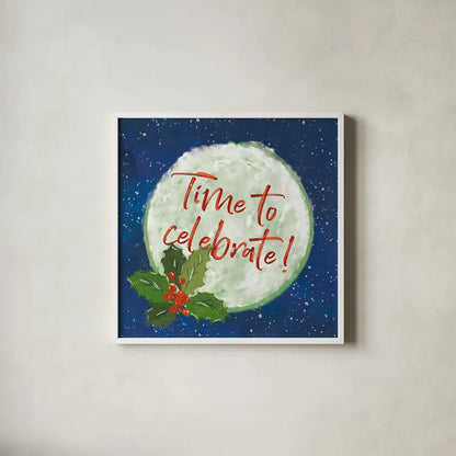 Hometown Holiday IV by Veronique Charron. Shown in a crisp white glass frame for a clean and minimalist style. Available as an archival giclee rolled canvas, fine art paper, or poster print. SKU 60899a.