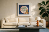 Hometown Holiday V by Veronique Charron. Displayed in a glass frame with matte in a clean modern living room. Available as an archival giclee rolled canvas, fine art paper, or poster print. SKU 60900a.