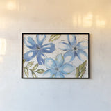 Indigo Tones I by Veronique Charron. shown as a paper print in a black flame. Available as a archival giclee rolled canvas, fine art paper, or poster print. SKU 84365i.
