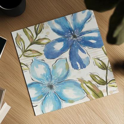 Indigo Tones III by Veronique Charron. Shown as a detailed flat fine art print, highlighting archival giclee quality. Available as an archival giclee rolled canvas, fine art paper, or poster print. SKU 84367a.