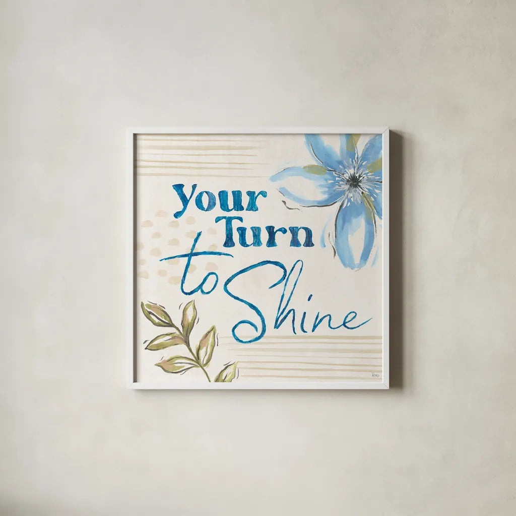 Indigo Tones V by Veronique Charron. Shown in a crisp white glass frame for a clean and minimalist style. Available as an archival giclee rolled canvas, fine art paper, or poster print. SKU 84369a.