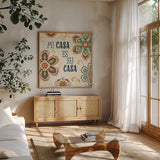 La Vida Loca III by Veronique Charron. Shown in a natural wood frame in a cozy modern living room. Available as an archival giclee rolled canvas, fine art paper, or poster print. SKU 39482a.