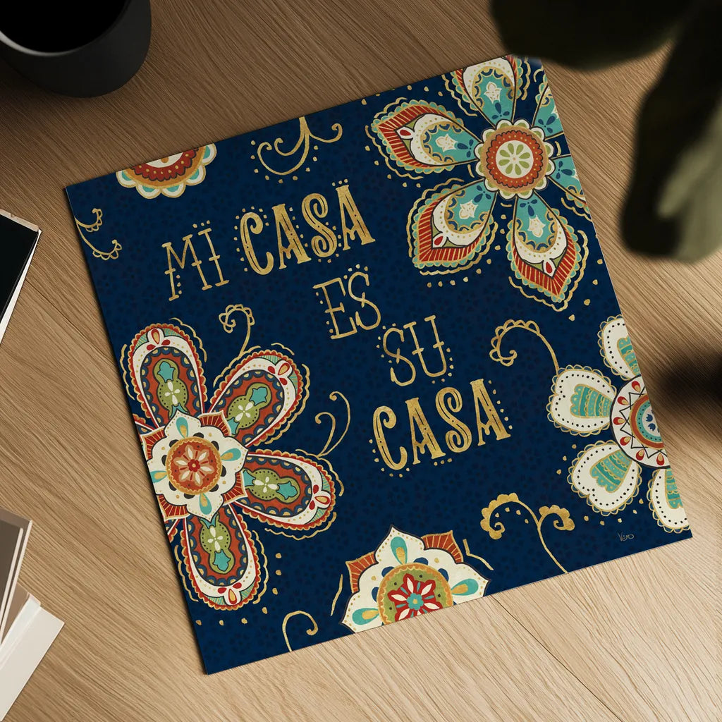 La Vida Loca III Blue by Veronique Charron. Shown as a detailed flat fine art print, highlighting archival giclee quality. Available as an archival giclee rolled canvas, fine art paper, or poster print. SKU 39491a.