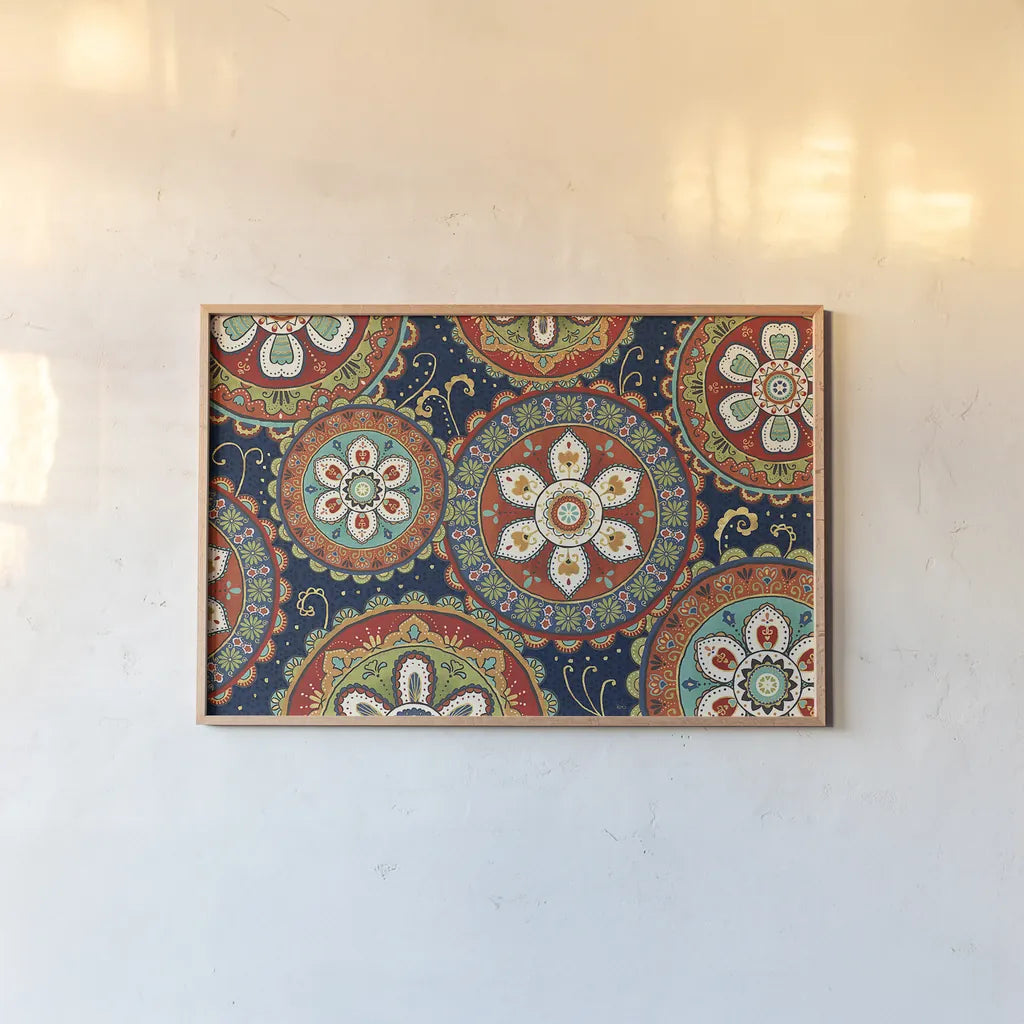 La Vida Loca IX Blue by Veronique Charron. shown as a paper print in a natural frame. Available as a archival giclee rolled canvas, fine art paper, or poster print. SKU 39495i.