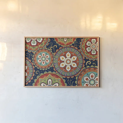 La Vida Loca IX Blue by Veronique Charron. shown as a paper print in a natural frame. Available as a archival giclee rolled canvas, fine art paper, or poster print. SKU 39495i.