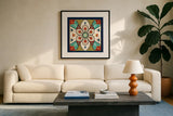 La Vida Loca VI by Veronique Charron. Displayed in a glass frame with matte in a clean modern living room. Available as an archival giclee rolled canvas, fine art paper, or poster print. SKU 39485a.
