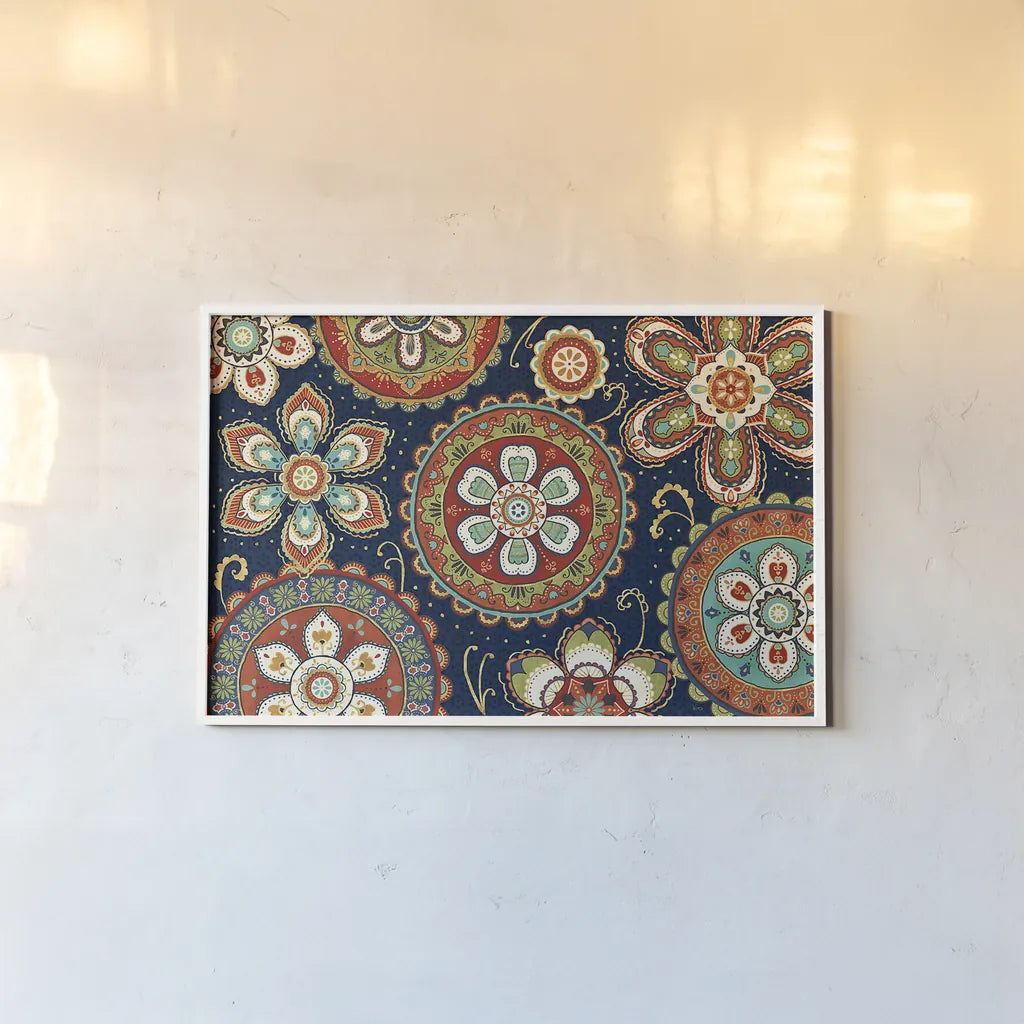 La Vida Loca VIII Blue by Veronique Charron. shown as a paper print in a white frame. Available as a archival giclee rolled canvas, fine art paper, or poster print. SKU 39494i.