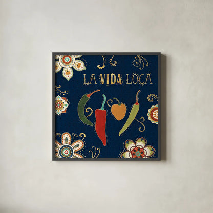 La Vida Loca X by Veronique Charron. Shown in a sleek black glass frame for a contemporary gallery look. Available as an archival giclee rolled canvas, fine art paper, or poster print. SKU 43148a.