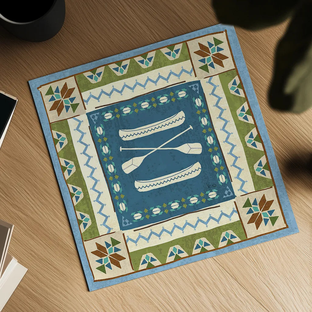 Lake Retreat Tile III by Veronique Charron. Shown as a detailed flat fine art print, highlighting archival giclee quality. Available as an archival giclee rolled canvas, fine art paper, or poster print. SKU 20329a.