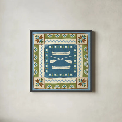 Lake Retreat Tile III by Veronique Charron. Shown in a sleek black glass frame for a contemporary gallery look. Available as an archival giclee rolled canvas, fine art paper, or poster print. SKU 20329a.