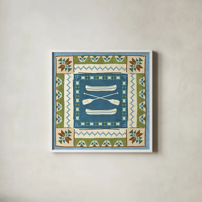 Lake Retreat Tile III by Veronique Charron. Shown in a crisp white glass frame for a clean and minimalist style. Available as an archival giclee rolled canvas, fine art paper, or poster print. SKU 20329a.