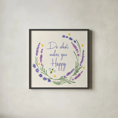 Lavender Garden IV by Veronique Charron. Shown in a sleek black glass frame for a contemporary gallery look. Available as an archival giclee rolled canvas, fine art paper, or poster print. SKU 94241a.