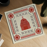 Little Red Farm Tile I by Veronique Charron. Shown as a detailed flat fine art print, highlighting archival giclee quality. Available as an archival giclee rolled canvas, fine art paper, or poster print. SKU 16893a.