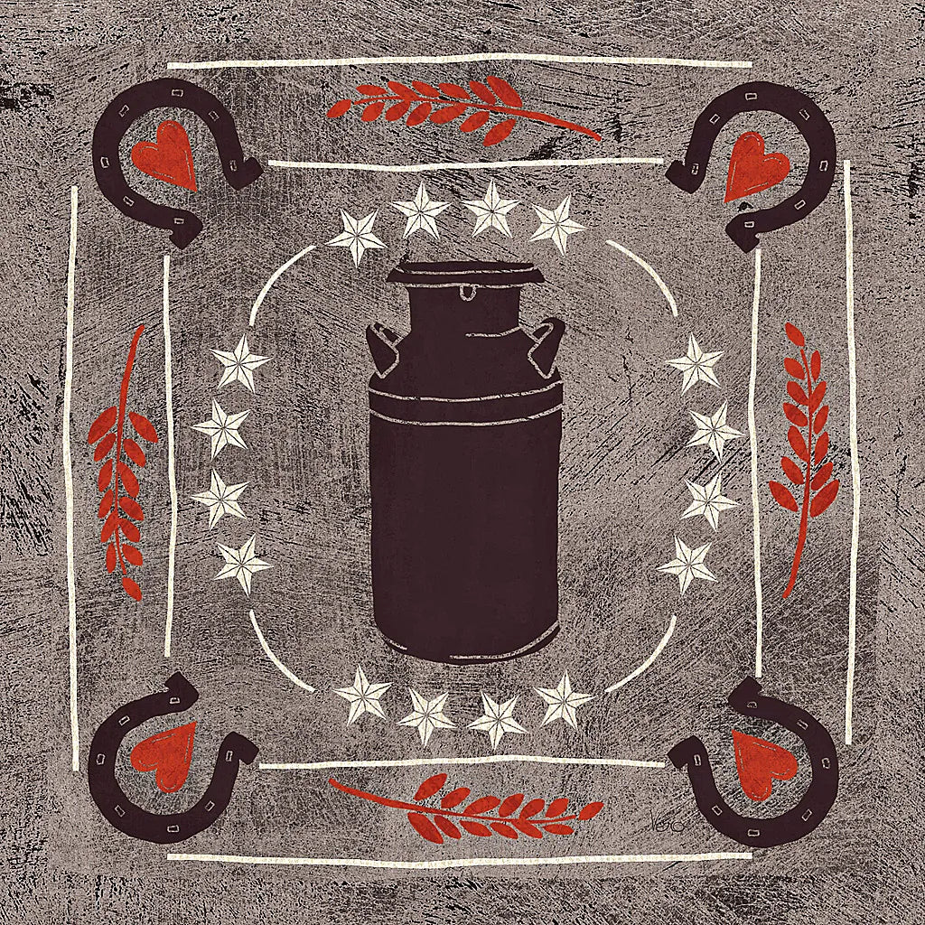 Little Red Farm Tile II by Veronique Charron. SKU 16894a. Archival Giclee Fine art print for wall decor.