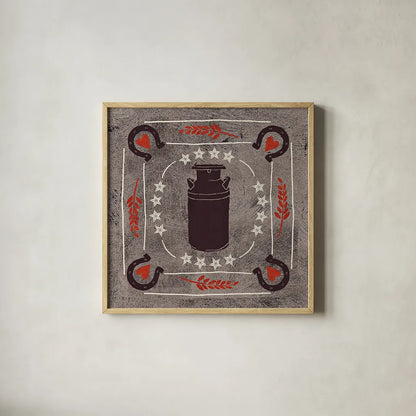 Little Red Farm Tile II by Veronique Charron. Shown in a natural wood glass frame for a timeless modern aesthetic. Available as an archival giclee rolled canvas, fine art paper, or poster print. SKU 16894a.