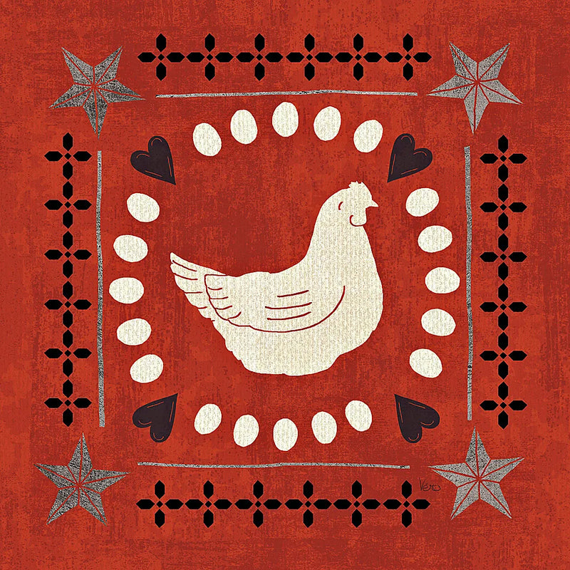 Little Red Farm Tile III by Veronique Charron. SKU 16895a. Archival Giclee Fine art print for wall decor.